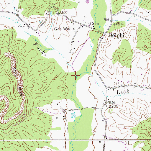 Topographic Map of Left Fork Big Beaver Creek, WV