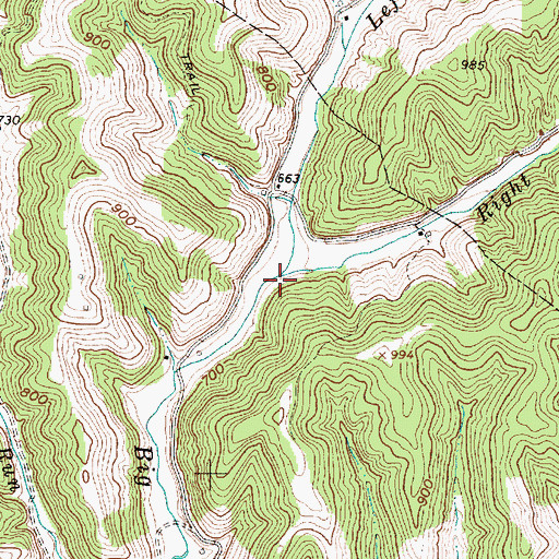 Topographic Map of Left Fork Big Run, WV