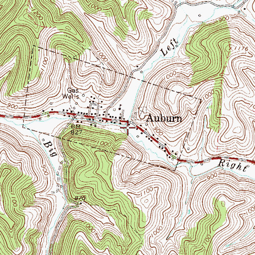 Topographic Map of Left Fork Bone Creek, WV