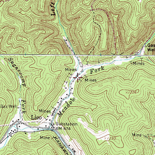 Topographic Map of Left Fork Brier Creek, WV