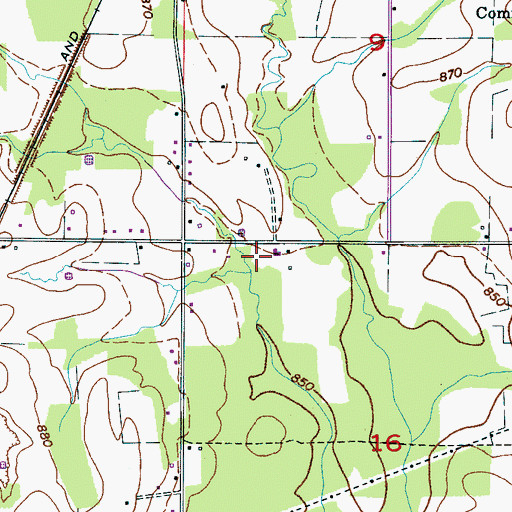 Topographic Map of Sweet Springs Baptist Church, AL
