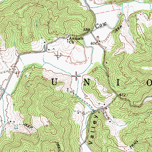 Topographic Map of Left Fork Cow Run, WV