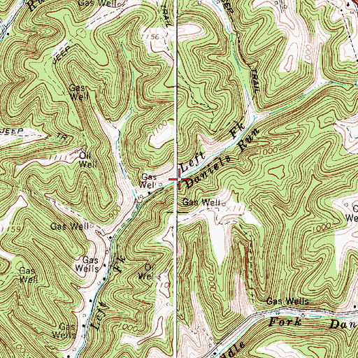 Topographic Map of Left Fork Daniels Run, WV