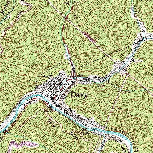 Topographic Map of Left Fork Davy Branch, WV