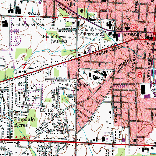 Topographic Map of Village View United Methodist Church, AL