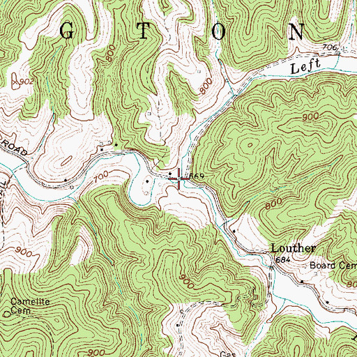 Topographic Map of Left Fork Frozencamp Creek, WV