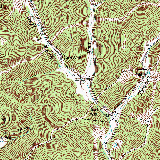 Topographic Map of Left Fork Hollywood Run, WV