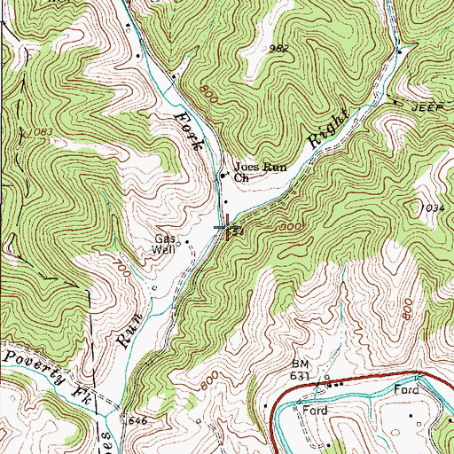 Topographic Map of Left Fork Joes Run, WV