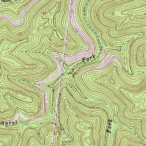 Topographic Map of Left Fork Laurel Fork, WV