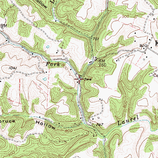 Topographic Map of Left Fork Laurel Fork, WV