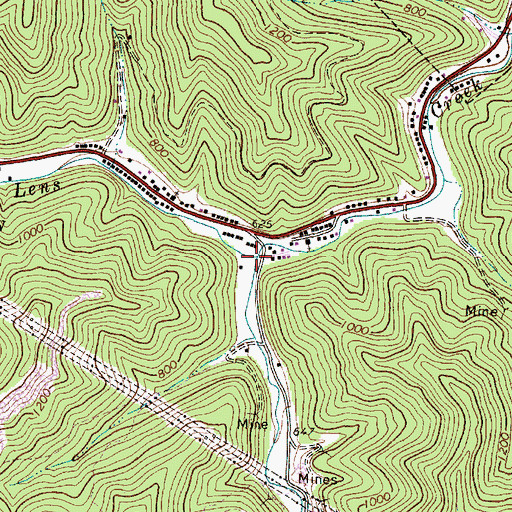 Topographic Map of Left Fork Lens Creek, WV