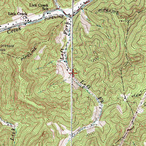 Topographic Map of Left Fork Lick Creek, WV