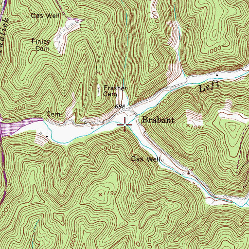 Topographic Map of Left Fork Lick Creek, WV
