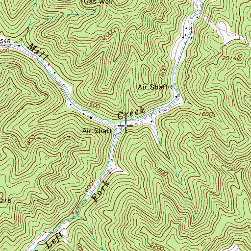 Topographic Map of Left Fork Mill Creek, WV