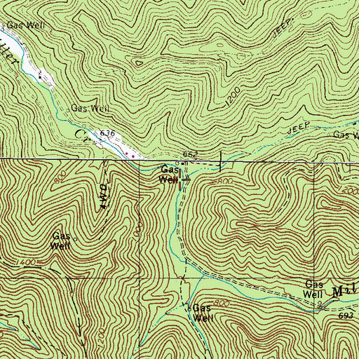 Topographic Map of Left Fork Miller Creek, WV