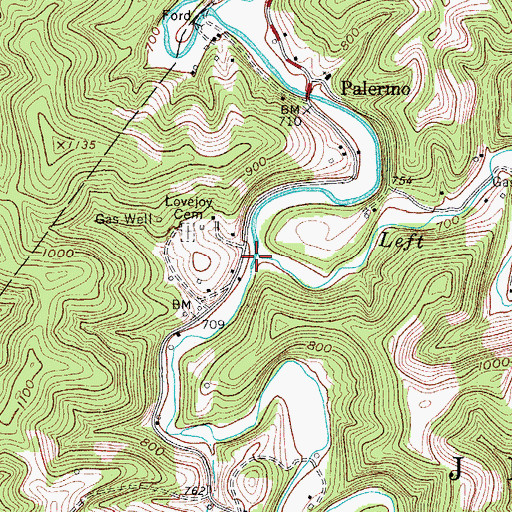 Topographic Map of Left Fork Mud River, WV