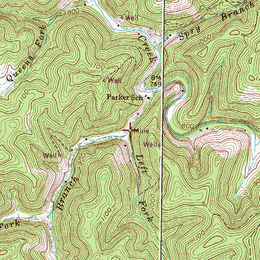 Topographic Map of Left Fork Parker Branch, WV