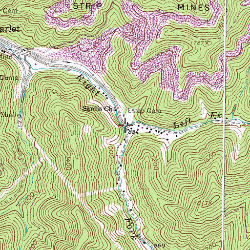 Topographic Map of Left Fork Right Fork Trace Fork, WV