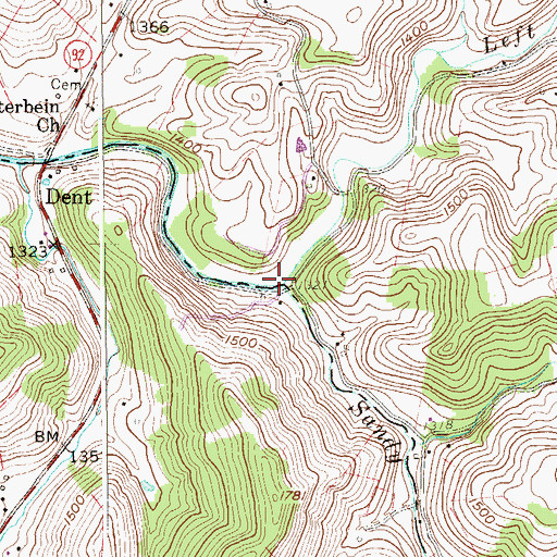 Topographic Map of Left Fork Sandy Creek, WV