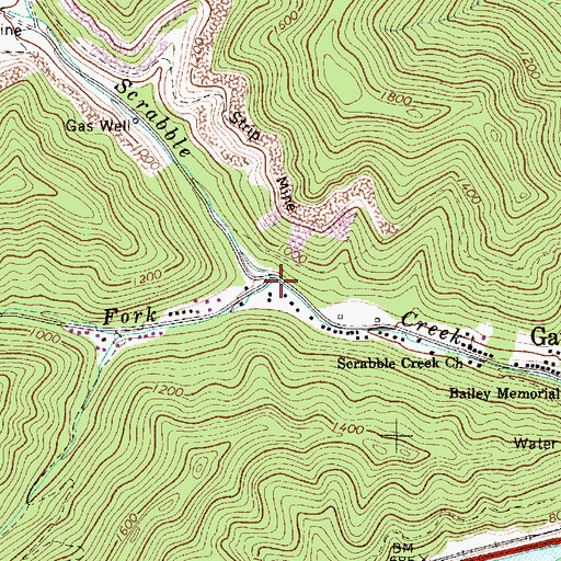 Topographic Map of Left Fork Scrabble Creek, WV