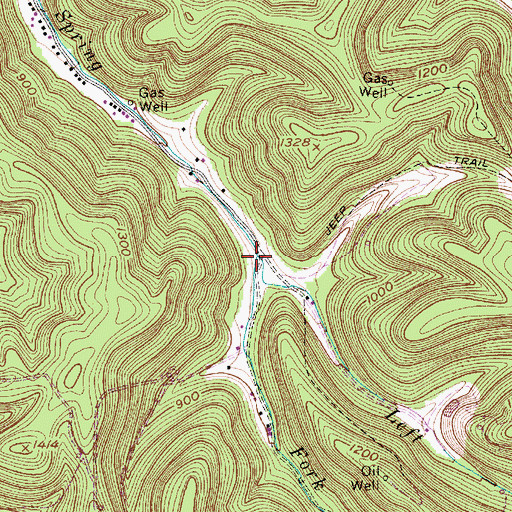Topographic Map of Left Fork Spring Fork, WV