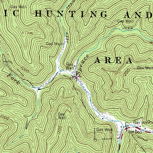 Topographic Map of Left Fork Spruce Fork, WV