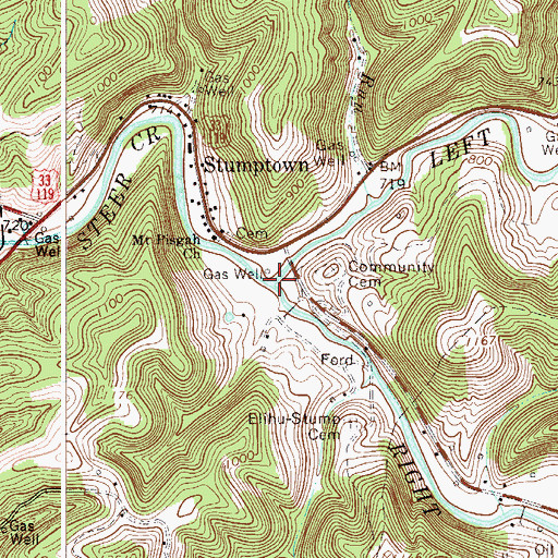 Topographic Map of Left Fork Steer Creek, WV