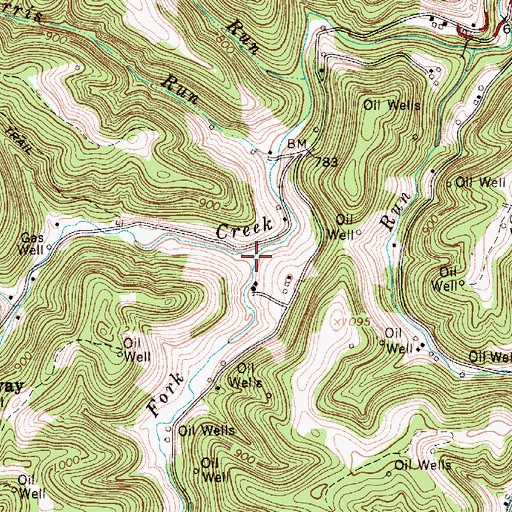 Topographic Map of Left Fork Sycamore Creek, WV