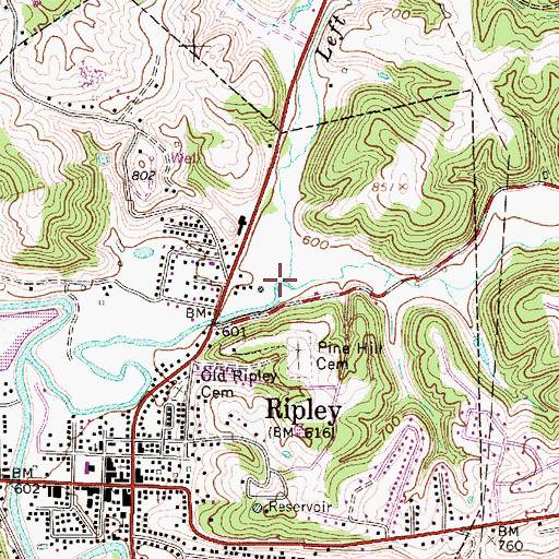 Topographic Map of Left Fork Sycamore Creek, WV