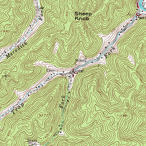 Topographic Map of Left Fork Trap Fork, WV