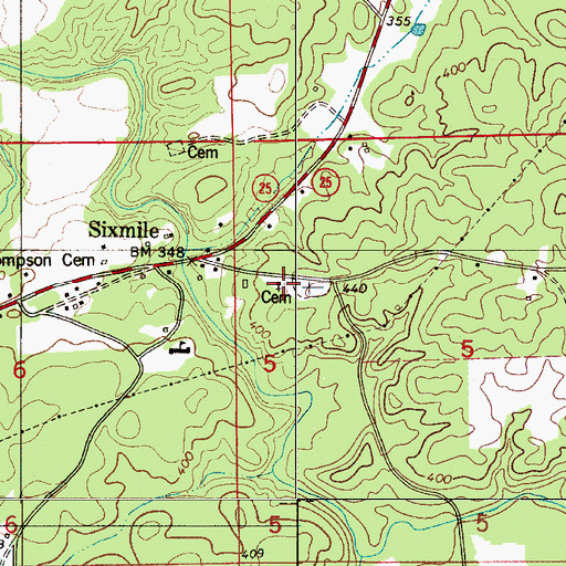 Topographic Map of Sixmile Missionary Baptist Church, AL