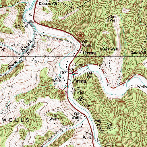 Topographic Map of Left Fork West Fork Little Kanawha River, WV