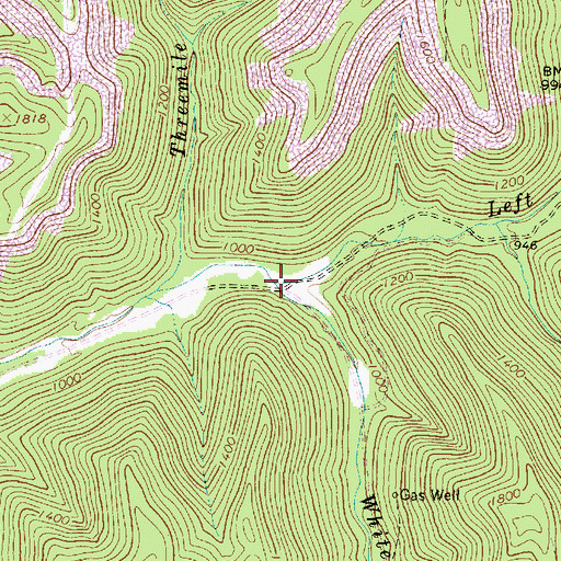 Topographic Map of Left Fork White Oak Creek, WV