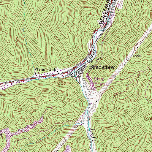 Topographic Map of Left Fork Whitman Creek, WV
