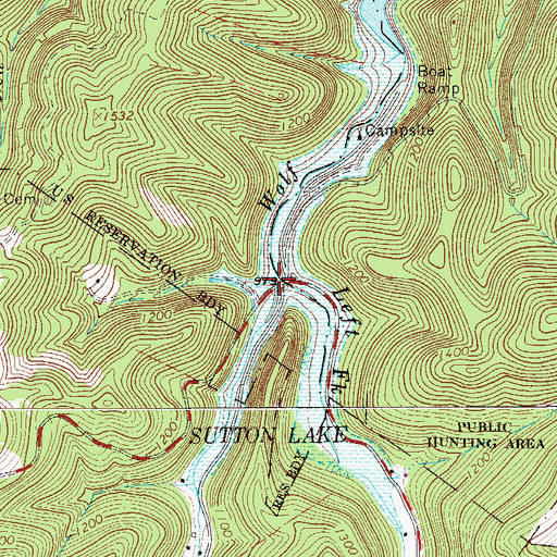 Topographic Map of Left Fork Wolf Creek, WV