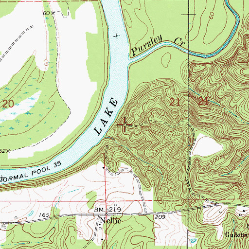 Topographic Map of Gullett Bluff, AL