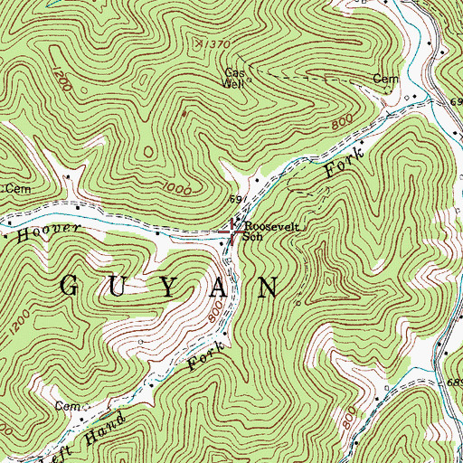 Topographic Map of Left Hand Fork Hoover Fork, WV
