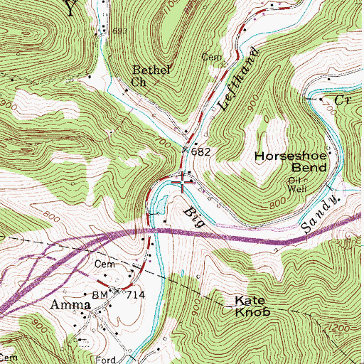 Topographic Map of Left Hand Run, WV