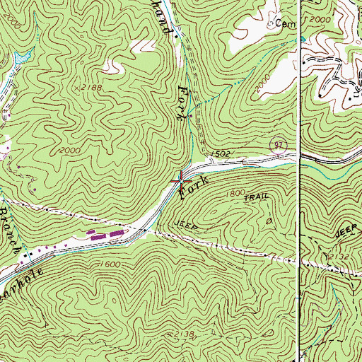 Topographic Map of Lefthand Fork Bearhole Fork, WV