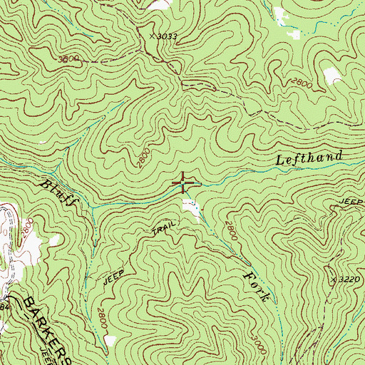 Topographic Map of Lefthand Fork Bluff Fork, WV