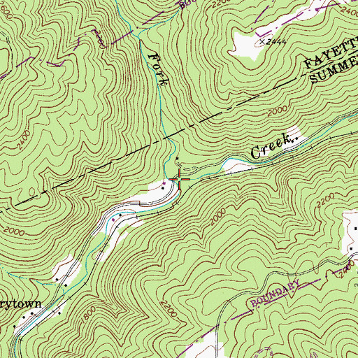 Topographic Map of Lefthand Fork Meadow Creek, WV