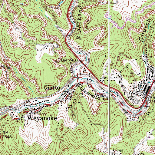 Topographic Map of Lefthand Fork Widemouth Creek, WV