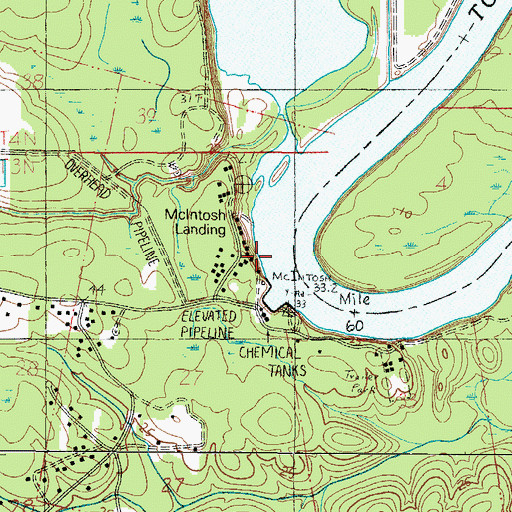 Topographic Map of McIntosh Bluff, AL