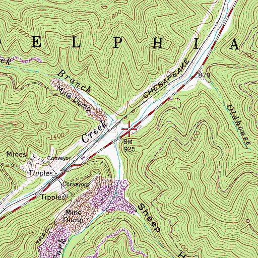 Topographic Map of Lefthand Fork, WV