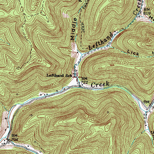 Topographic Map of Lefthand School (historical), WV