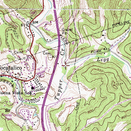 Topographic Map of Legg Fork Tupper Creek, WV
