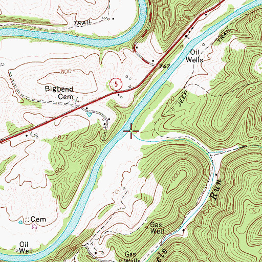 Topographic Map of Lemuels Run, WV