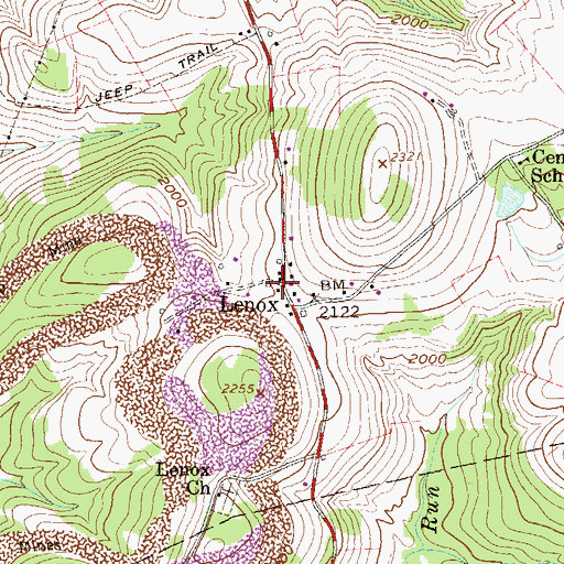 Topographic Map of Lenox, WV