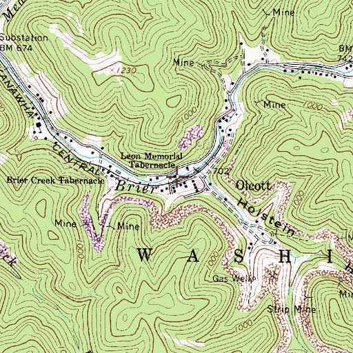 Topographic Map of Leon Memorial Tabernacle, WV