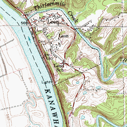 Topographic Map of Leon Elementary School, WV